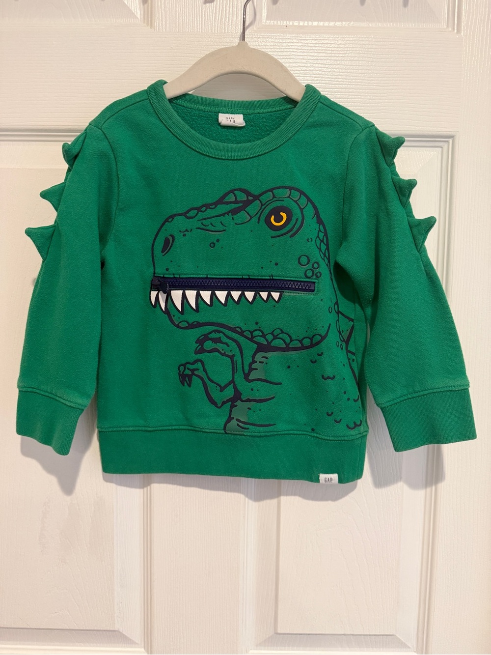 Baby Gap Dinosaur Sweatshirt Green Zip Mouth Toddler 3 Years